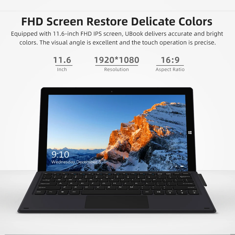 CHUWI UBook 11.6 Inch IPS Screen Tablet PC Intel Celeron N4120 Quad Core LPDDR4 8GB 256GB SSD Storage Windows 10 OS Tablet