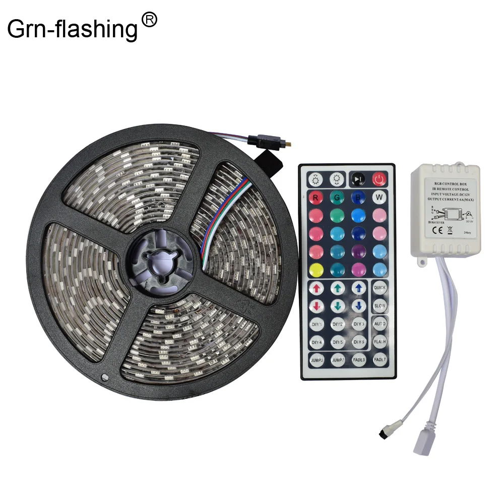 #cheap 5050 RGB LED Strip Light DC12V 5 meters 60led m led Tape IP65 Waterproof diode ribbon with 44Keys remote controller