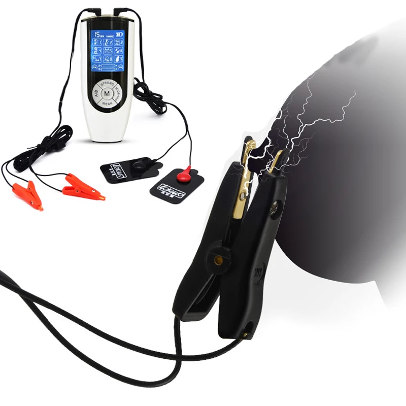 New USB Charging Electric Shock Kit Nipple Clamps Labia Clip Electro Massage Pad Medical Themed Sex Toys For Women Man - Цена: 248,59 - 1 890,08 руб.