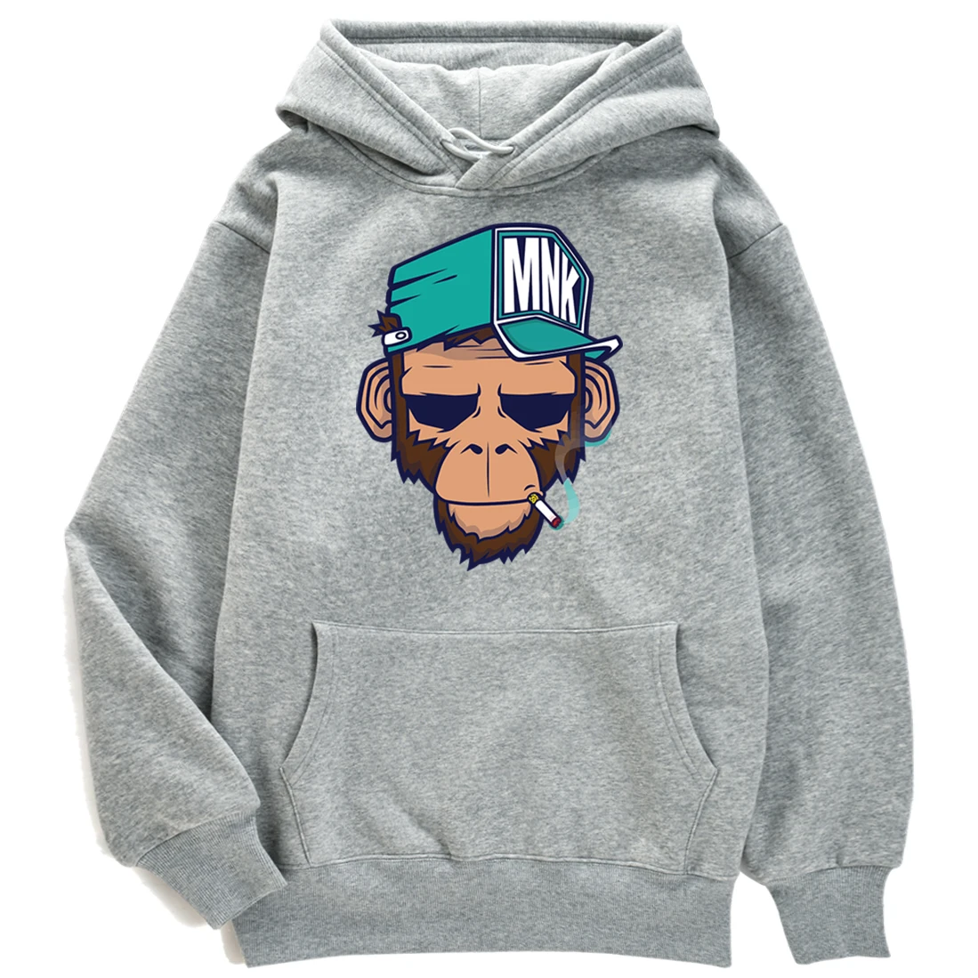

Hoodies Smoking Monkey Printing Warm Sweatshirt Woman With Hood Aesthetics Fleece Women'S Clothing Winter Kpop Hoodie Women