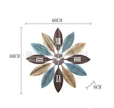 Американская кованая современная люстра с листьями, Подвесные часы, настенные украшения для дома, гостиной, настенные часы - Цвет: style1
