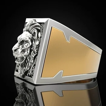 bague lion argent homme