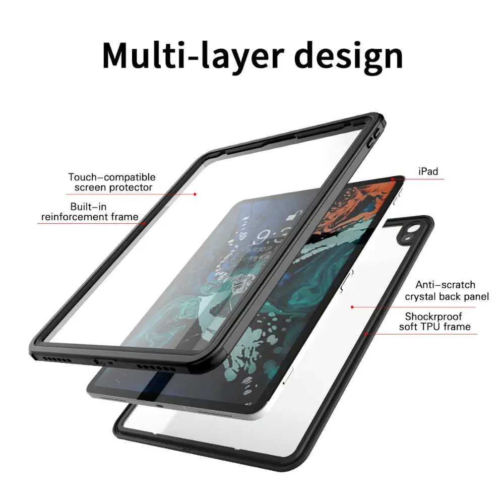 Для iPad Pro 12,9 Чехол IP68 водонепроницаемый ударопрочный грязеотталкивающий снег с сенсорным ID задняя крышка для iPad Pro 12,9 дюйма 360 Полный Coque Capa