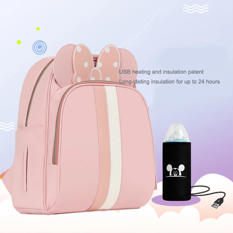 

Disney Diaper Bag Backpack Large Capacity Waterproof With USB Heating And Insulation Stroller Baby Bag For Mommy Nappy Bag