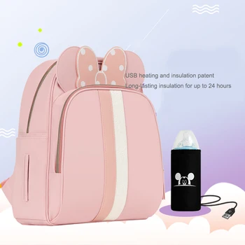 

Disney Diaper Bag Mummy Backpack USB Bottle Heating Baby Bag For Mommy Maternity Mother Nappy Bag Wet Bag Stroller Bag For Mom