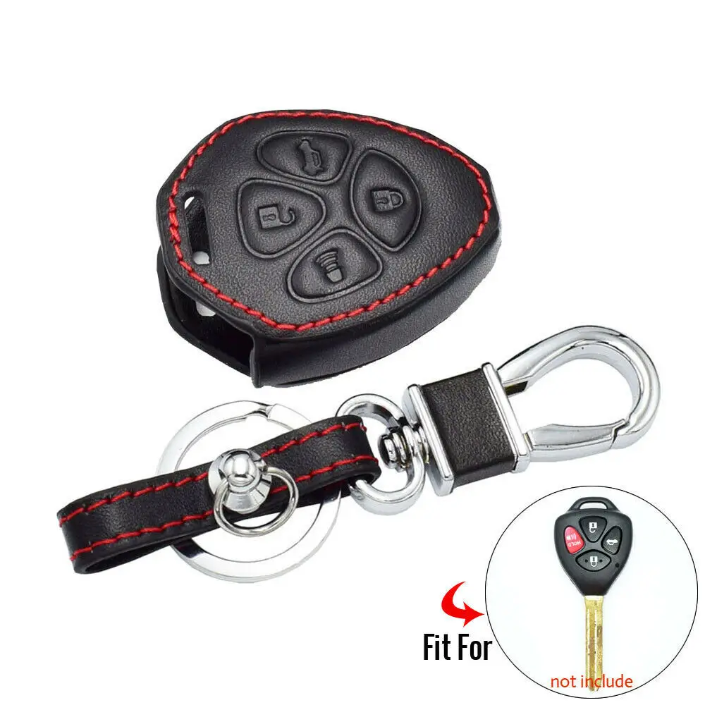 For Toyota Camry Avalon Corolla Matrix Rav4 Venza Yaris PU Leather 4 Buttons Keyless Remote Black Fob Cover Protector Case | Автомобили и