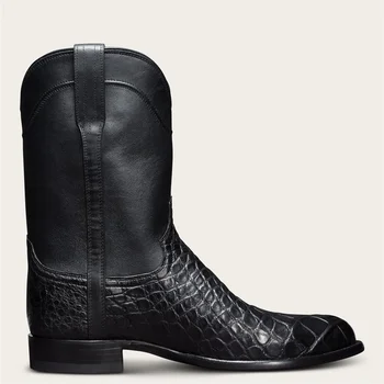 Business Casual Crocodile Leather Boots  2