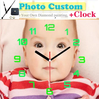 

custom your photo 5d diamond painting and clock diy diamond embroidery full set Custom Clock decoration home wall sticker