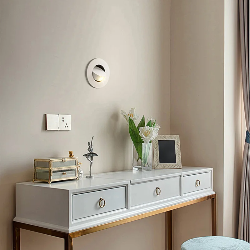 3 Вт кри светодиодный прикроватный настенный светильник шаг скрытое кольцо