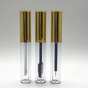

3.5ml Empty Lip Gloss Tubes, DIY Clear Mascara Tubes with Gold Cap,Cosmetic Eyeliner Refillable Containers