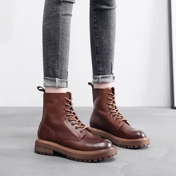 

boots top layer leather boots children Women's shoes leather women's
