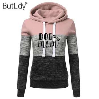 

Dropshipping Shopify Letters Dog Mom Logo Hoodies Women Footprint Stitching Sweatshirt Hot Selling 2019 Autumn Winter Hoodies