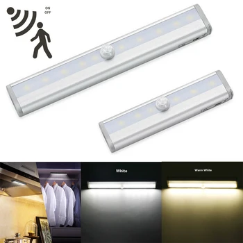 

6/10 LED PIR Motion Sensor Night Light Under Cabinet Closet Light Lamp Wireless for Kitchen Bedroom Wardrobe Cupboard Stairs