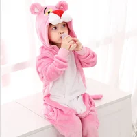 HKSNG Adult Pink Onesie Kigurumi Pajamas Flannel Cartoon Halloween Party Jumpsuits Pyjamas Suit Zipper Outfit Panther - Image 4