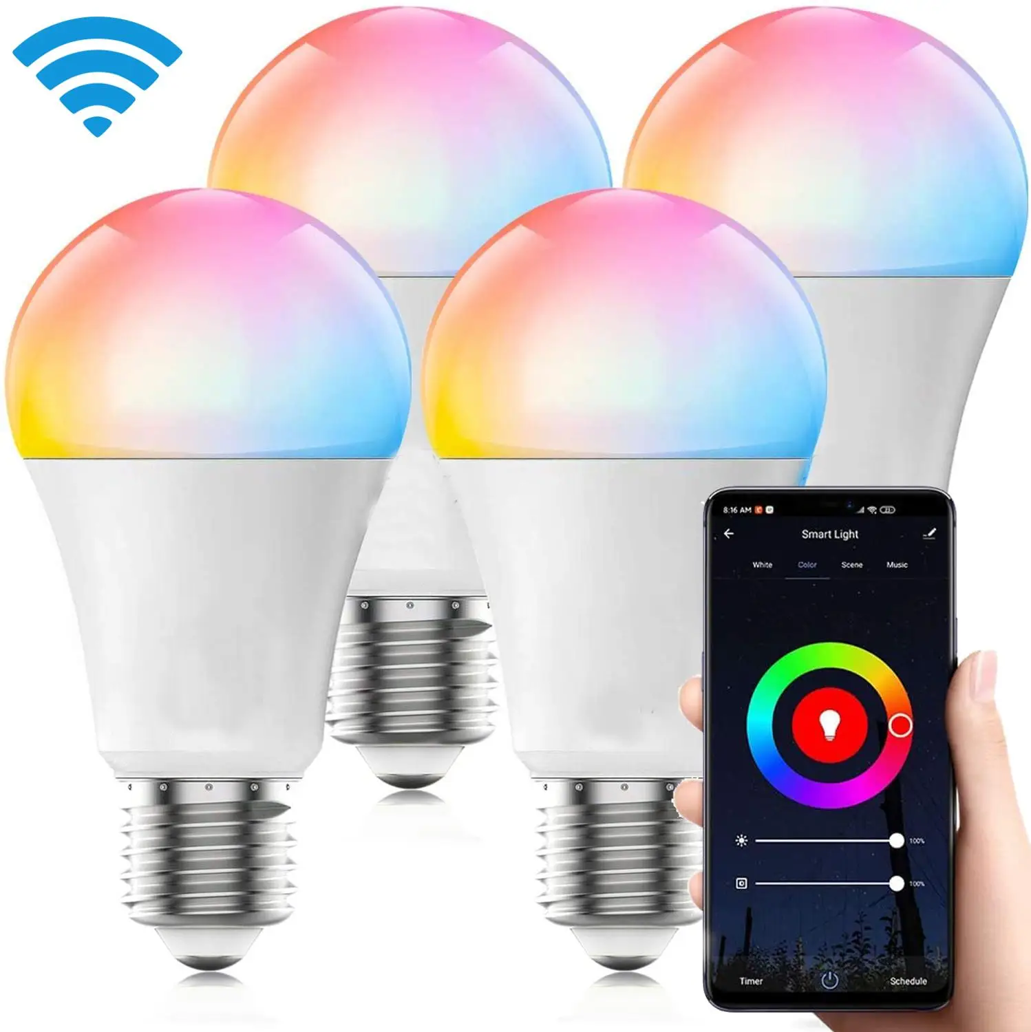 

RGB light bulb with wifi control Dimmable Brightest Smart Bulb Color Changing Light LED Smart Bulb Google Compatible Smart Life