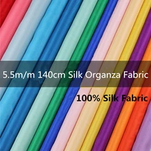 Шелк органза ткань 5,5 momme 140 см 5" Жесткий Тюль натуральный текстиль органза шелковые ткани для чистых свадебных платьев