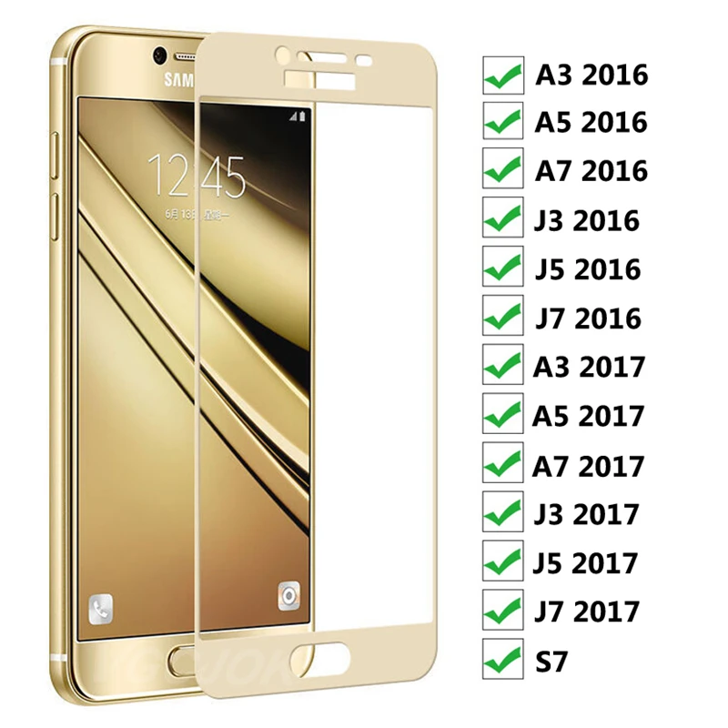 

9D Protective Glass on For Samsung Galaxy A3 A5 A7 J3 J5 J7 2016 2017 Screen Protector For Samsung S7 Tempered Glass Film Case