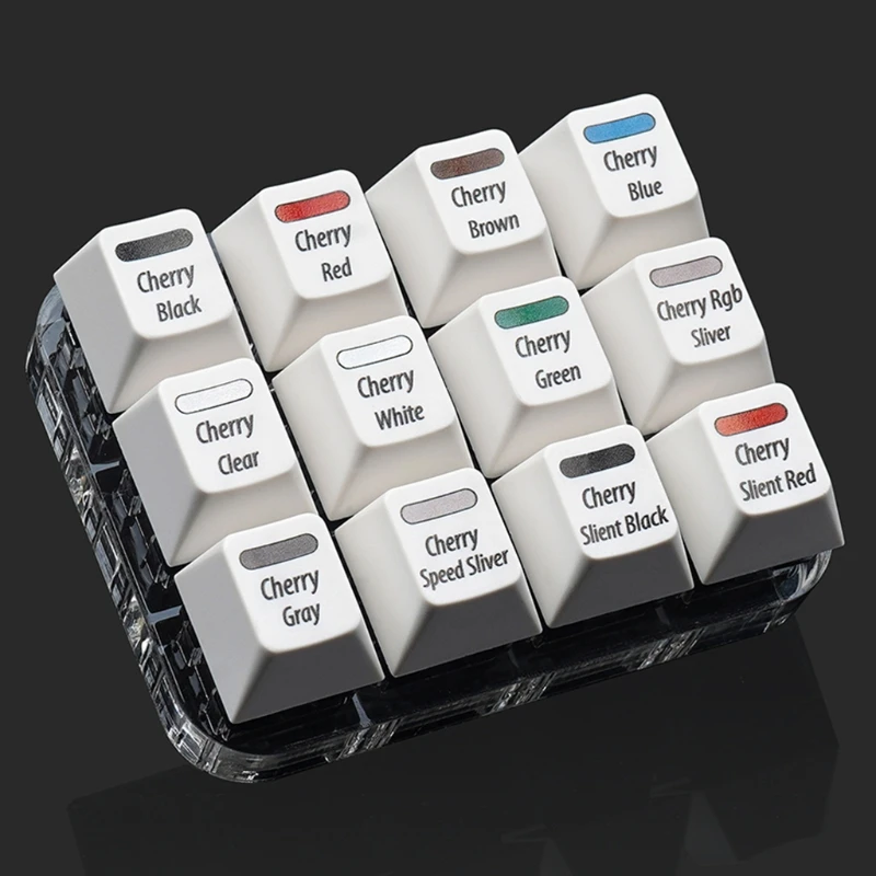 2022 New White Keycaps Testing Tool Cherry 12 MX Switches Keyboard