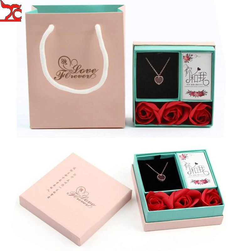 Cajas de Regalo rosas románticas, de de joyas con funda, bolsas de mano, Rosa Artificial para el de San Valentín, cumpleaños, boda|Envase y exposición de joyería| - AliExpress