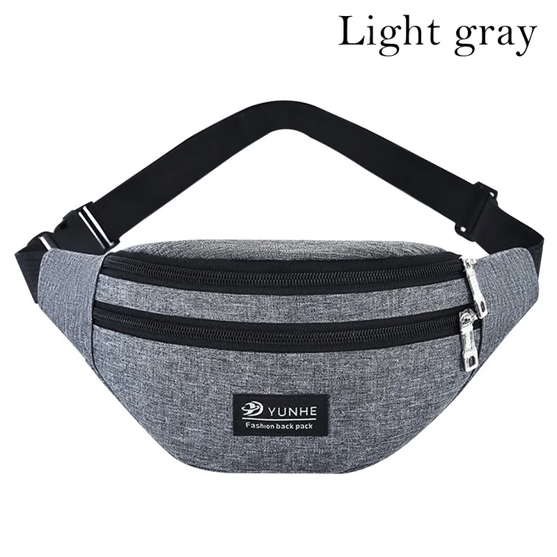 CYSINCOS Casual Waist Bag For Women Men Waist Bag Colorful Unisex Waistbag Belt Bag Fashion Mobile Phone Zipper Pouch Packs Belt - Цвет: light gray