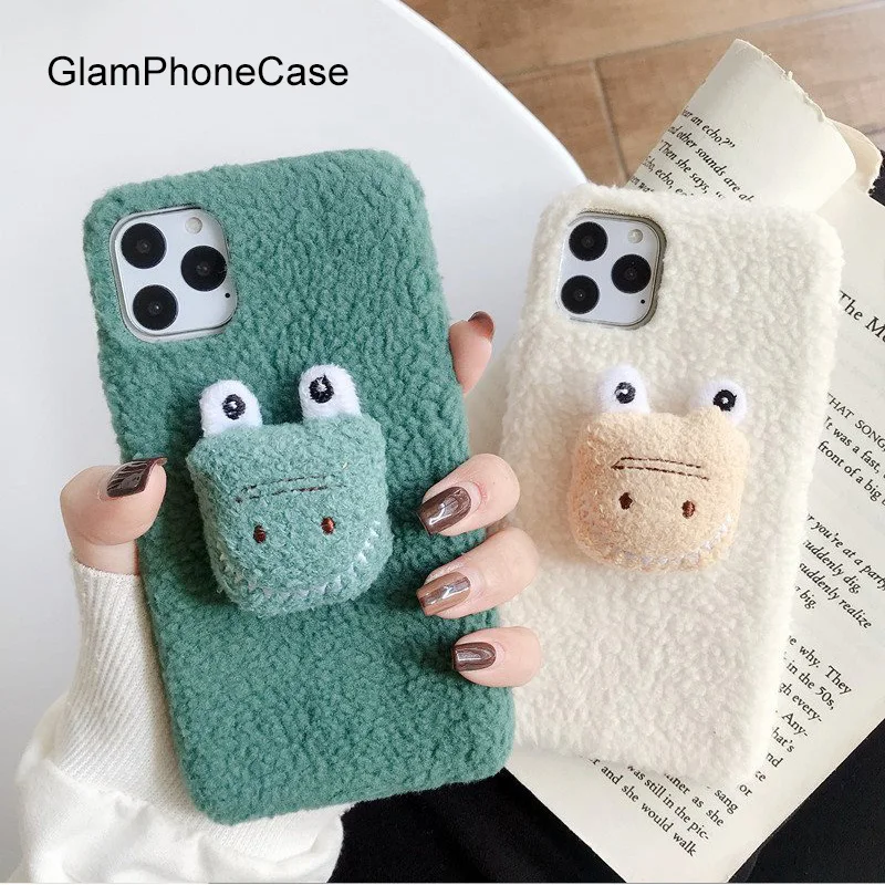 GlamPhoneCase Plush Dinosaur Phone Case For iPhone11Pro/Max X XS Max XR Soft Silicone Cover iPhone11 7 8 6 6s Plus | Мобильные