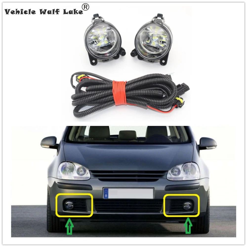 Feu antibrouillard LED avec fil pour VW Golf 5 A5 MK5, 2 pièces, phare