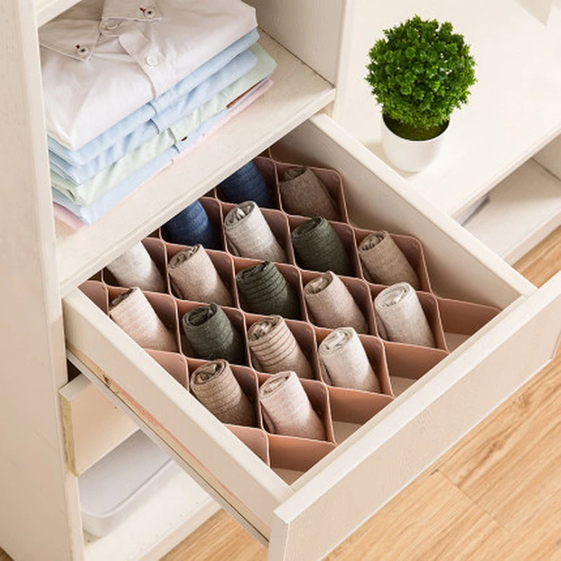 Plastic Grid Drawer Dividers Organizers Space Separation Tool Creative Diy Free Combination Bead Underwear Sock Drawer Organizer Storage Boxes Bins Aliexpress