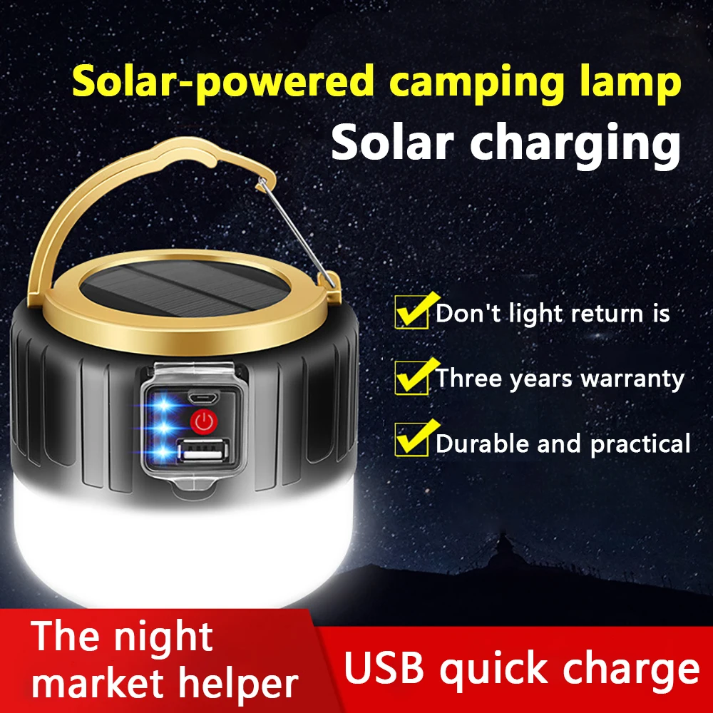 Newest 280W Camping Light Solar Outdoor USB Charging 3 Mode tent Lamp Portable Lantern Night Emergency bulb Flashlight For BBQ 9