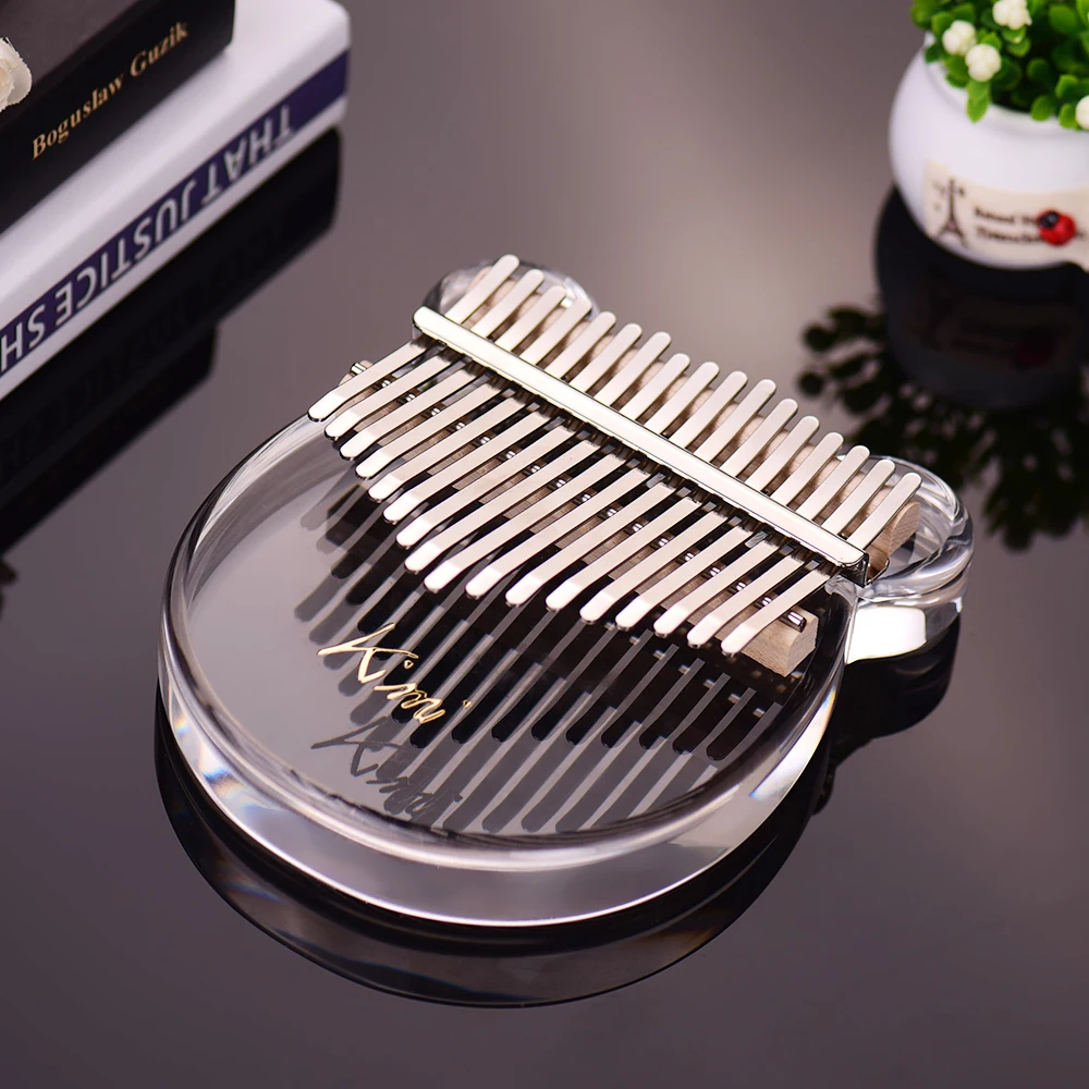 

17-Key Kalimba Thumb Piano Transparent Acrylic Material with Carry Bag Musical Note Stickers Tuning Hammer Cleaning Cloth