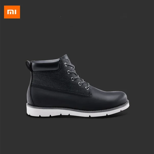 Xiaomi/мужские ботинки из воловьей кожи; зимняя обувь; Водонепроницаемая нескользящая резиновая подошва; износостойкие ботильоны; дышащие теплые зимние ботинки - Цвет: black40