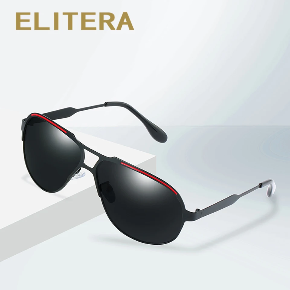 Kopen ELITERA Brand Design Mannen Gepolariseerde Zonnebril Metalen mannen Zonnebril Rijden Plein Shades UV400 Mannelijke Eyewear Goggle