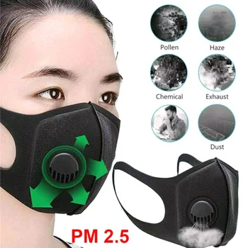 

Black Anti Dust Mask PM2.5 Breathing Filter Valve Face Mouth Masks Reusable Mouth Cover Anti Fog Haze Respirator Outdoor Cycling