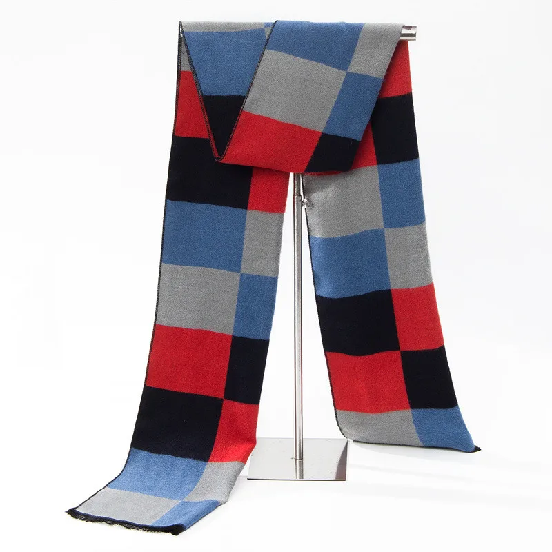Multicolor Red Мужской повседневный кашемировый шарф, мужской модный шарф в клетку, 30 см* 180 см, зимний теплый Гладкий мужской шарф - Цвет: Multicolor Red