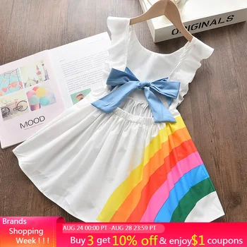 

Menoea 2-7Years Girls Summer Dress 2020 Casual Style Girls Rainbow Sleeveless Clothes Party Dress Kids Summer Princess Dress