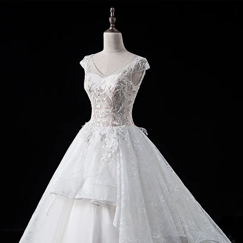 white floor length Это YiiYa свадебное платье es с v-образным вырезом без рукавов длинное свадебное платье Элегантное без рукавов OY023 Вышивка Кружева Vestido De Novia - Цвет: white floor length
