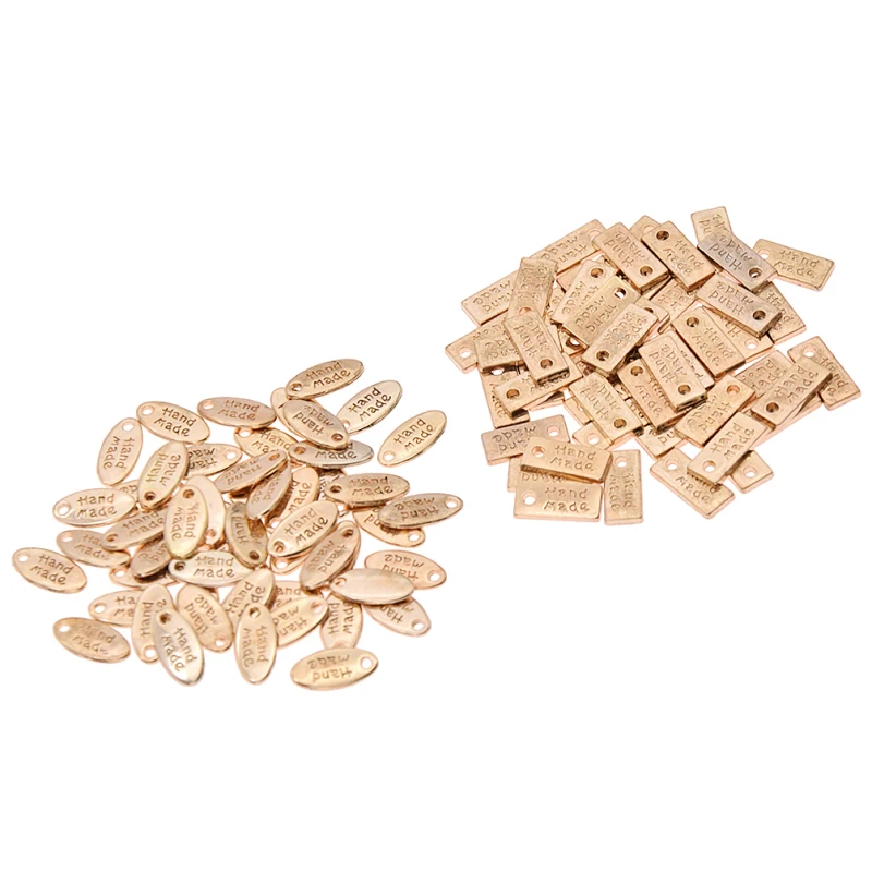 

50pcs/pack Hand Made Letter Metal Tags For Garment Accessories DIY Craft Sewing Bag Labels Decoration Materials