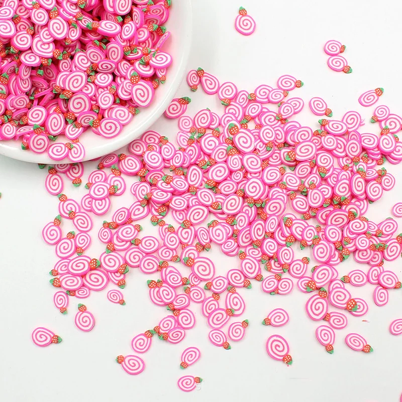 50g/lot 5mm Fake Strawberry Cake Decoration Fimo Polymer Clay Sprinkles for Crafts Nail Art Decor DIY Slime Material Accessories