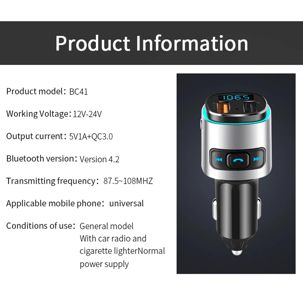 Автомобильный Bluetooth Handsfree fm-передатчик аудио автомобильный аудио-mp3-плеер с QC3.0 Быстрый двойной зарядное устройство usb