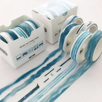 

5 pcs/pack Blue Ocean Washi Tape Set Decoration Sticker Scrapbooking Diary Adhesive Masking Tape stationery school supplies