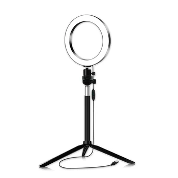 

6 Inch Dimmable Selfie Ring Light with Tripod Stand & Phone Holder Video Live Photo Studio Fill Light Photography LED Ring Lamp