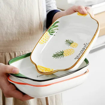 

Fruit Cartoons Plate Ceramic Cute Dinner Plates Nordic Square Creativity Western Dessert Plate Assiette Home Tableware DA60PZ