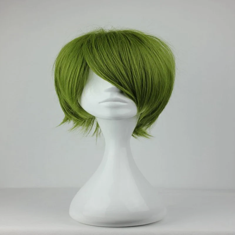 army green HAIRJOY синтетические волосы серый Косплей парики короткие прямые высокая температура волокна костюм парик - Цвет: army green