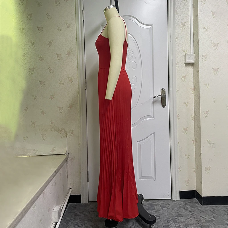 Wefads New Summer Bandage Dress Women's Sexy Pleated Strap Club Celebrity Evening Party Long Dresses