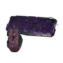 Подсветка русская английская игровая трещина Проводная клавиатура мышь дыхательный светильник красочные мыши Клавиатура Набор