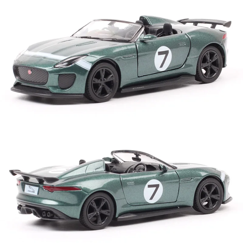 No Box Joycity 1:36 Scale Mini Jaguar F Type Project 7 Super Sports Metal Auto Car Diecasts & Toy Vehicles Models Replicas Green no box delprado classic 1 43 scale 356a speedster 356 sports t1 car metal diecasts