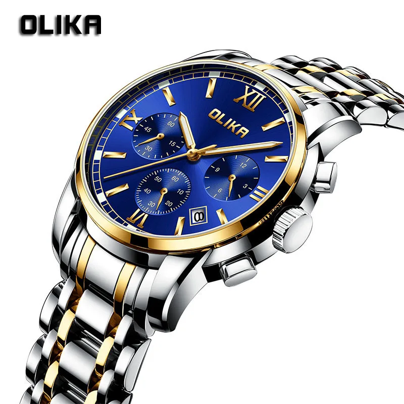 

Relojes Para Hombre OLIKA Men's Watches Top Brand Luxury Quartz Watch Fashion Wristwatches Casual Mesh Steel Strap Male Clock