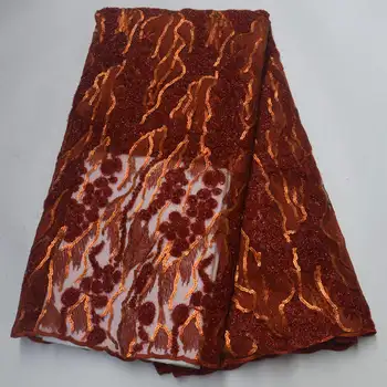 

French Net Lace Fabric High Quality embroidered African Lace Fabric For Wedding Nigerian Tulle Lace Material With Sequins XSA001