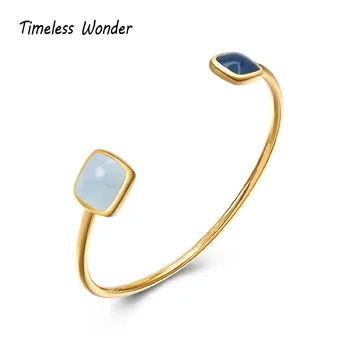 

Timeless Wonder Brass Clear Stone Statement Open Bangle Women Jewelry Punk Adjustable Gothic Boho Hip Hop Trendy Rare Set 2515