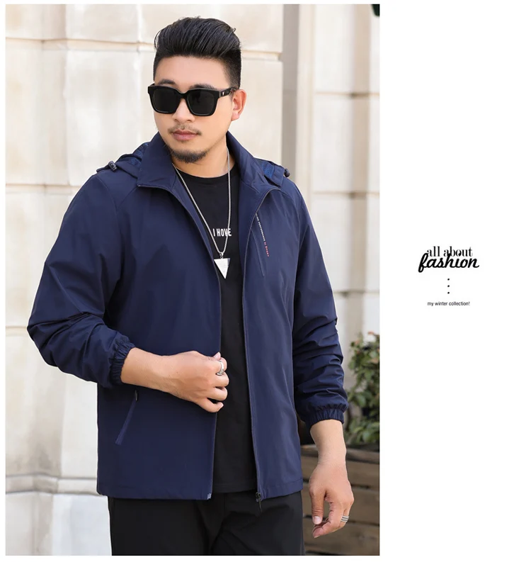 new plus size 8XL 7XL 6XL5XL Men autumn Jackets Spring and autumn Man Hooded Thin fashion Jackets Male Hoodie Windbreaker