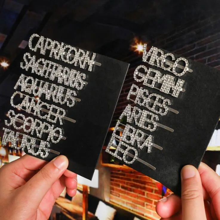 

Headwear For Women Girls Silver Fashion Charm Letter Constellation Week New Hair Clip Hairgrip Kids